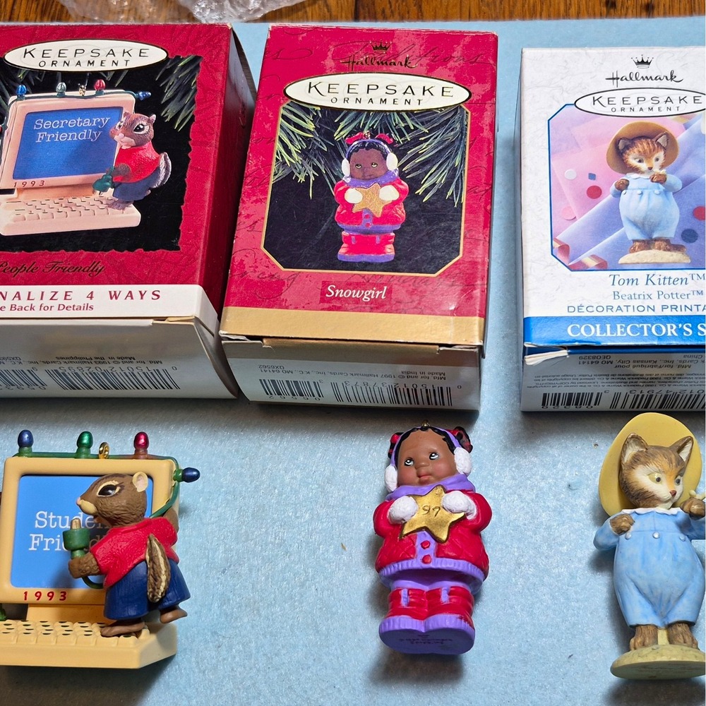 Hallmark Keepsake Christmas Ornaments Lot 3 snow girl tom kitten people friendly